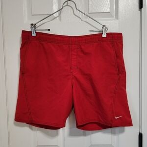 Nike Vintage Y2K Swoosh Logo Mesh Lined Swim Trunks Red Men's XL